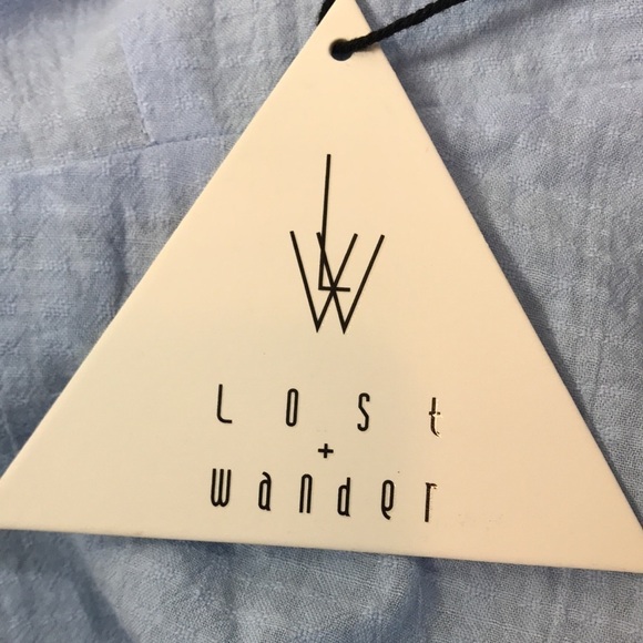 Lost & Wander Dress Women S Blue Ruffle Cocquette Tie Front New Midi - Picture 6 of 13